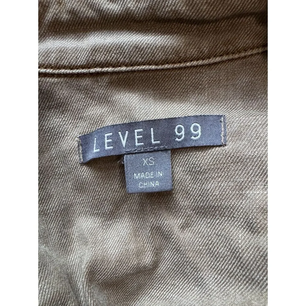 Level 99 Brooklyn Linen Moto Jacket Distressed Tan Earthy Indie Boho Crop